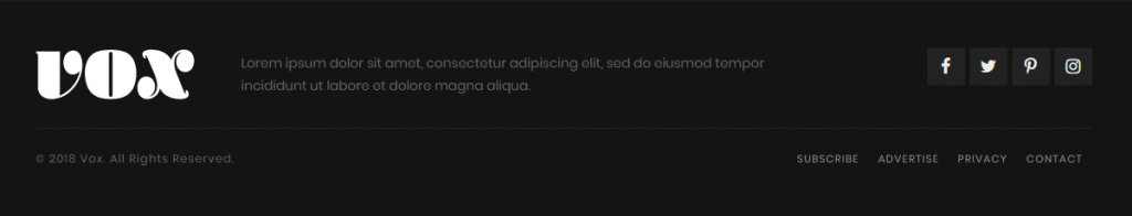 Vox theme footer bottom style 6